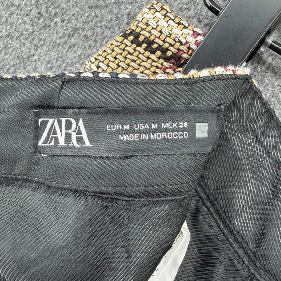 Zara Woman Tweed Mini Skirt Women's Size Medium Plaid Tartan Preppy Schoolgirl - Picture 6 of 7